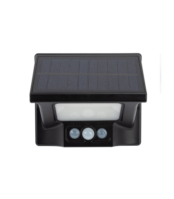 Aplique Solar LED 6500K con sensor crepuscular y de movimiento.