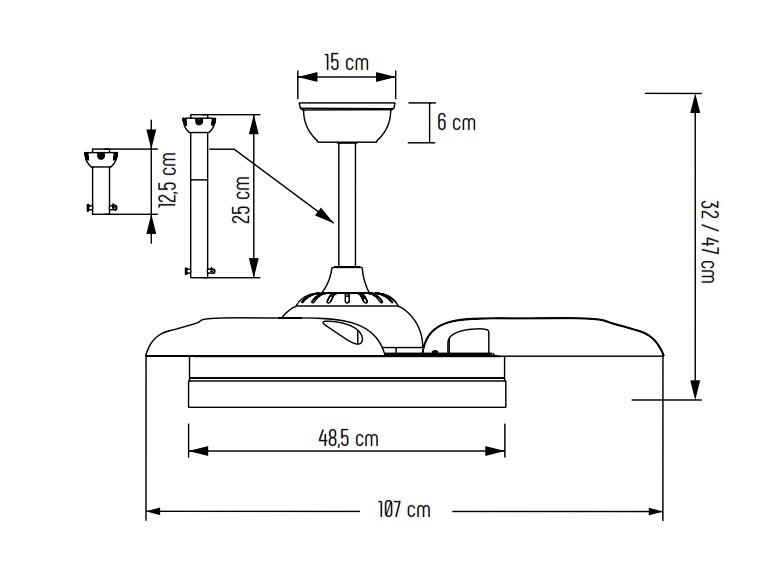 Ventilador Tíber Aspas Retractiles Color Blanco Motor DC 3 Ventilador Tíber Aspas Retractiles Color Blanco Motor DC - Imagen 3